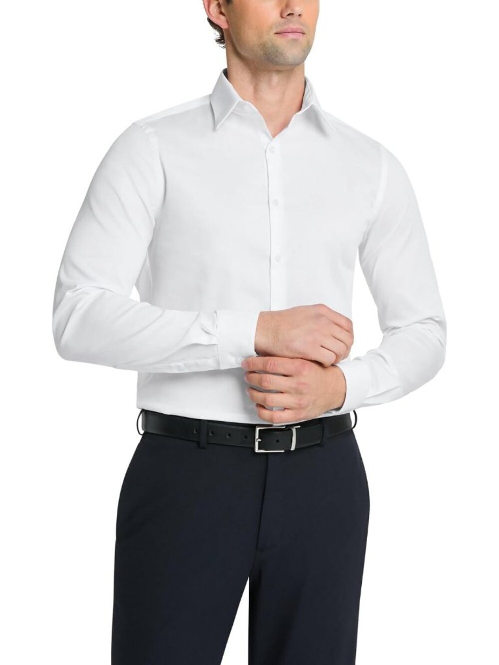 Slim Fit Stretch Dress Shirt with Flex Collar for Men - Comfortable & Stylish